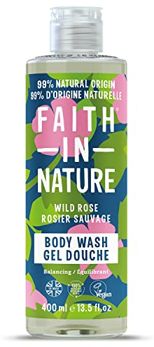 Faith in Nature Bagnodoccia Naturale alla Rosa Selvatica, Riequilibrante, Vegano e Non Testato su Animali, Senza SLS e Parabeni, 400 ml