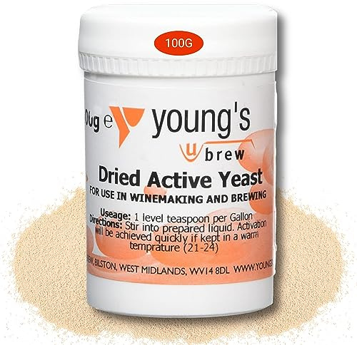 Youngs Multi Purpose Dried Active Yeast 100g, Clean Fermentation for Wine, Beer, and Cider Making, Versatile, Fast-Acting Brewer's Yeast
