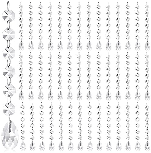 Nuenen 100 Pcs Acrylic Hanging Crystals for Centerpieces Chandelier Clear Crystal Garland Strands Ornament Acrylic Clear Beads Prisms Pendant for Christmas Tree Window Home Decoration(Teardrop)