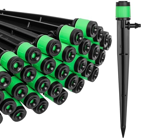 BELLE VOUS Pack de 100 Goteros para Riego - Riego por Goteo Regulable con Flujo de Agua de 360° - Estacas Aspersores para Mangueras de 4-7 mm - Gotero para Jardín y Macetas