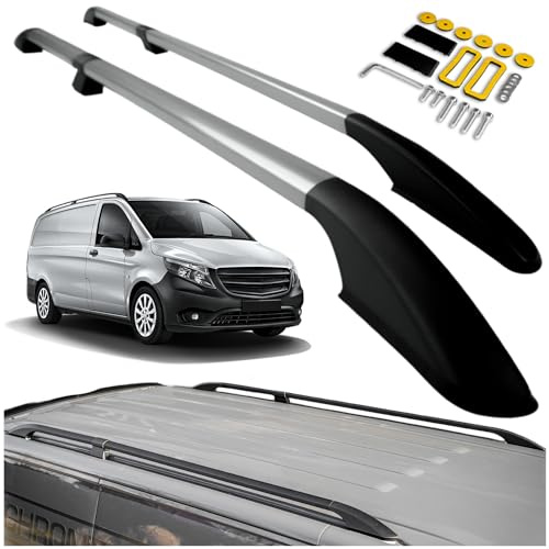 CHROMEMASTER | Compatible con Mercedes Vito/V-Klasse W447 Long 2014+ | Barras Portaequipajes, Rieles de Techo; Se Utilizan para el Montaje de Portaequipajes de Techo, Cajas de Techo o Portabicicletas