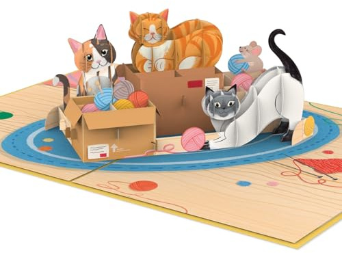papercrush® Biglietto pop up con gatti simpatici - Biglietto di compleanno 3D divertente con gatto per moglie, fidanzata e ragazza - Biglietto speciale di auguri per compleanno degli amanti dei gatti