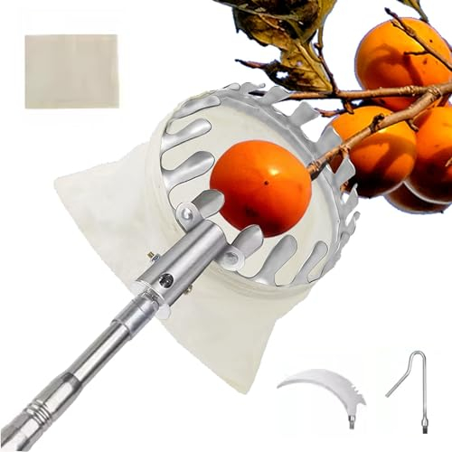 GAMAK Apfelpflücker mit Teleskopstiel Apfelpflücker ObstpflüCkausrüStung für Die Birnen-Zitronen-Orangen-Ernte, Lightweight Stainless Steel Connecting Pole (Color : A, Size : 10m(32.8ft))