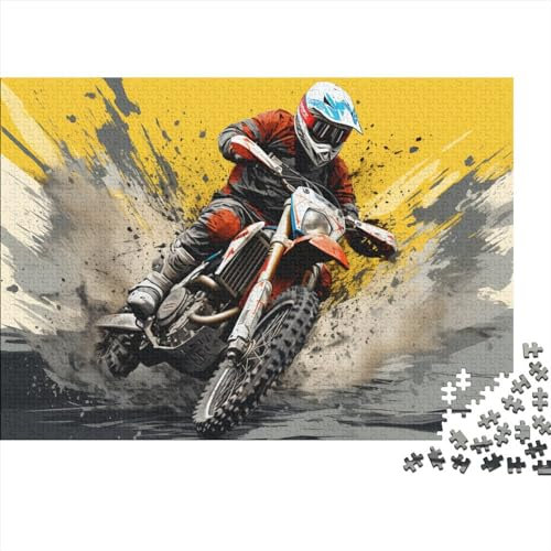 Motorrad Puzzle 1000 Teile,Geschicklichkeitsspiel Für Die Ganze Familie,Dirtbikes Motocross Puzzles 1000 Teile,Farbenfrohes Holz Puzzle Für Erwachsene 1000pcs (75x50cm)