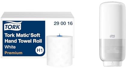 Tork Matic weiches Rollenhandtuch Premium 290016 - H1 Premium Handtuchrollen & Seifenspender Wandmontage für Seife und Hautpflegeprodukte