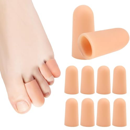 Gel Toe Protector Caps, 10 pcs Soft Toe Covers, Silicone Toe Cover Protector for Running,Walking Prevent Blister,Corn,Calluses,Sore Toes,Hammer Toes Other Toe Problems Prevent Friction Injury (Flesh)