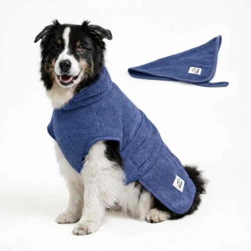Hundebademantel - Flauschiger Mikrofaser-Mantel für trockene, glückliche Hunde - Saugstark, waschbar und gemütlich - Grösse: L