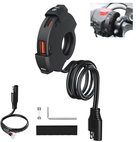 Cargador USB Motocicleta Toma USB Moto con QC3.0 18W USB-A & 30W PD Type-C Impermeable para 12V / 24V Motorcycles ATVs Tricycles