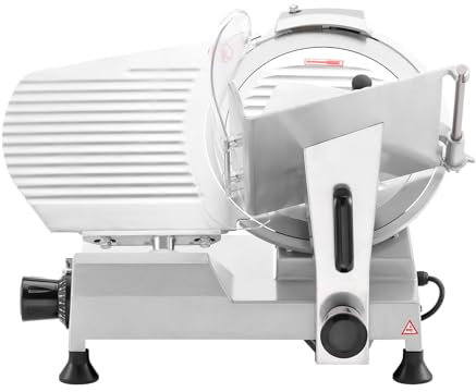 Commercial Electric Meat Slicer, Deli Food Slicer with 12 inch Blade, Carbon Steel Blade, 0-0.6 Inch Adjustable Thickness, Semi-Auto Meat Slicer Commercial and for Home use