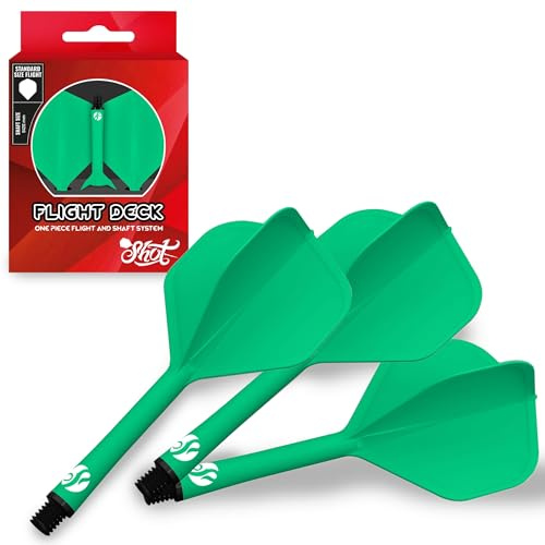 Shot! Darts Flight Deck One Piece Dart Flight and Shaft System, Reduced Deflections, Standard Shaped Flight (350 Micron), Available in Set of 3