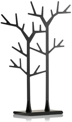HowHomely Schmuckständer Schwarz 32 cm Hoch | Stander für Schmuckaufbewahrung | Schmuck Ständer für Halskette Armband und Ohrringe | Dekorativer Kettenständer