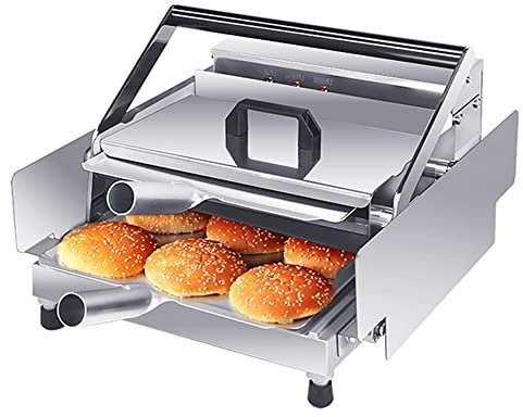 SmPinnaA Máquina Automática De Hamburguesas para Asar, Máquina De Hamburguesas Comercial De Doble Capa, Equipo Eléctrico para Cocinar Hamburguesas, Calentamiento Rápido, Adecuado para Resta
