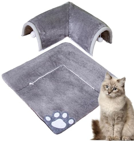 Katzentunnel-Bettteppich | Katzenrohrspielzeug mit einem hängenden Ball | Waschbares Katzenbett Höhle für Indoor-Katzen mit Plüschball | Quadrate Katzentunnel | Haustier-Plüschbett Hundehaus