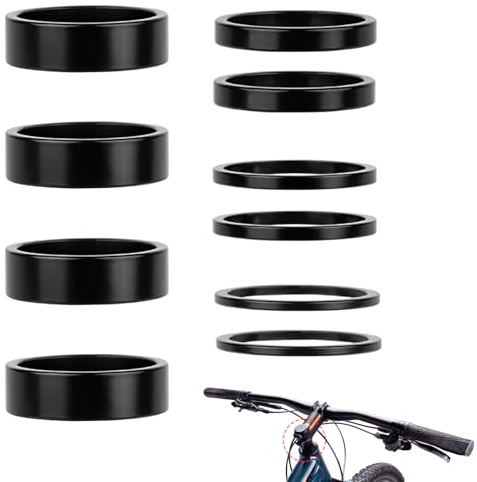 8 Stück Fahrrad Lenker Spacer Set Ahead Spacer Schwarz Fahrrad Abstandshalter Vorbau Distanzringe Aluminium Fahrrad Vorbau Spacer 2mm/3mm/5mm/10mm Spacer 1 1/8 Zoll für Fahrräder/Rennräder/MTB/BMX
