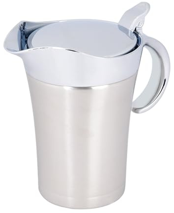 Gravy Jug,Gravy Pot 304 Stainless Steel Thermal Insulated Double Wall Sauce Gravy Boat Pot Serving Jug Gravy Boat with Lid Gravy Warmer Sauce Jug for Gravy, Milk, Cream, Sauce (750ml)