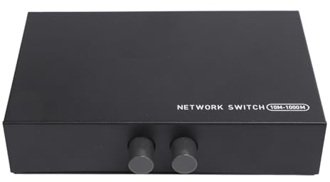 Conmutador de red RJ45 con carcasa de metal, 1 en 2 salidas, color negro, selector de interruptor A B para el hogar, interruptor selector divisor RJ45 para aplicaciones de teléfono