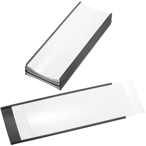 PATIKIL Etiquetas Magnéticas, 203.2 x 76.2 mm con Inserciones de Papel, 10 Pcs de Soportes Magnéticos con Películas en Forma de C para Archivadores Metálicos, Estantes, Pizarras Blancas