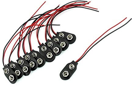 Uonlytech 50pezzi Connettori Batteria Con Cavo Nero Per Alimentazione Led e Dispositivi Elettronici Clip Resistente Per Batterie Tipo