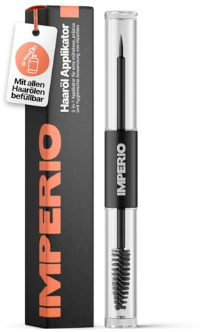 IMPERIO 2in1 Haaröl Applikator zum selbst Befüllen - Pinsel & Bürstchen zur einfachen & gezielten Anwendung von Haarölen - Präzises Auftragen & einsetzbar bei Augenbrauen, Bart & Haaransatz