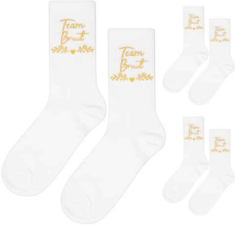 Hestya 3 Paare Socken für Team Braut JGA Accessoires Frauen Tennissocken Damen Braut Crew Socks Baumwollsocken Geschenke für Brautjungfern