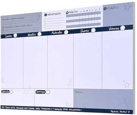 Pianificatore settimanale Pedrita Parker A4 - Planner settimanale senza data: Organizzatore settimanale per migliorare la produttività [52 fogli ad alto grammatura]
