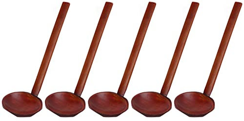 Lot de 5 Cuillères à Ustensiles en Bois à Manche Robuste, Cuillères Japonaises Polies à la Main en écaille de Tortue, Légères, pour la Cuisine et la Décoration de Table (1#)