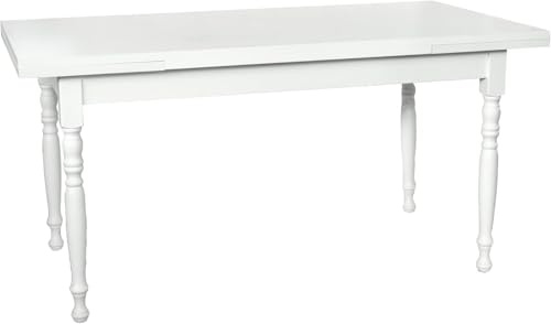 Vicentini arreda TAVOLO ALLUNGABILE IN LEGNO GAMBE TORNITE SHABBY CHIC LACCATO BIANCO (100x70 (180))