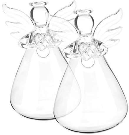 FUTUREORYY 2stücke Glasvase Im Europäischen Stil Mit Engel-Design Kreative Blumenarrangement-Container Für Schreibtisch Und Bürodekoration Für Verschiedene Pflanzen