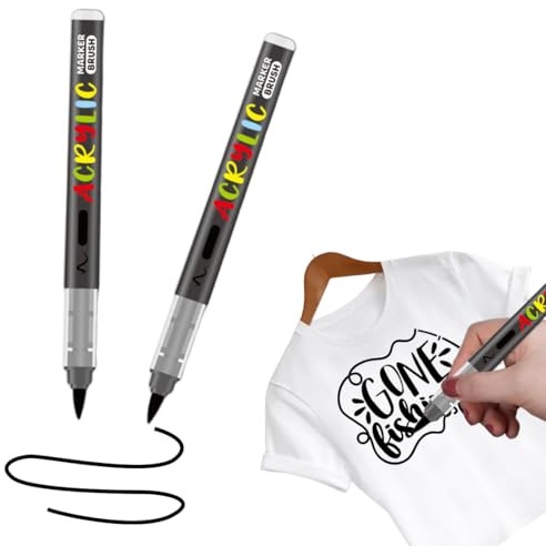 YAYNO 2 rotuladores para tela: negro, para pintar sobre tela marcador permanente para madera vidrio cerámica lienzo metal marcadores textiles de 1.0 a 5.0 mm.