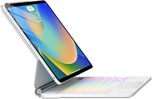 ALIWLHOF for iPad 9th Generation Case with Keyboard,Magic Magnetic Keyboard Case for iPad 10.2 9th/8th/7th Gen & Air 3,Pro 10.5, Multi-Touch Trackpad - Backlit (White)