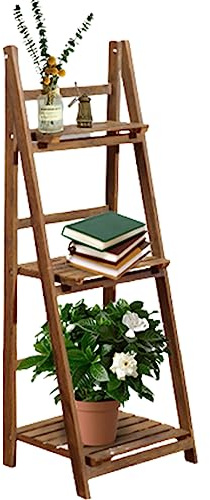 Étagère à plantes en bois à 3 niveaux – Présentoir pliable pour intérieur/extérieur – Étagère échelle pour fleurs en bois marron – Support de plantes polyvalent et élégant
