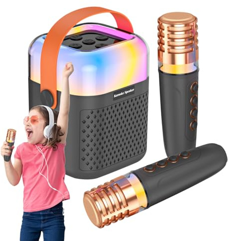 Machine à Karaoké - Audio Chant sans Fil avec 2 Micros | Système De Karaoké | pour Spectacles Bureau Terrasse Jardin Extérieur Fêtes Maison