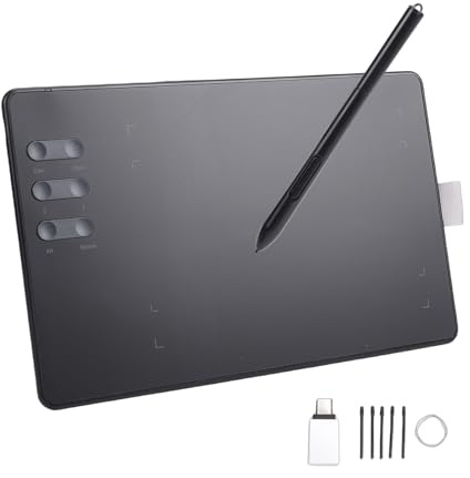 Fockety Grafisk Ritplatta, 4,49 X 6,81 Tum Stor Grafikplatta med 16384 Nivåer Tryckbatterifri Penna och 6 Snabbtangenter, Digital Konst för Målning, Design, Redigering, Skiss (Sälja)