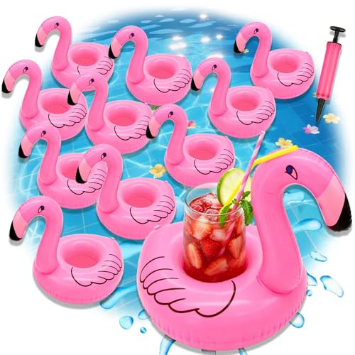 10 Stück Flamingo Getränkehalter Pool Getränkehalter Schwimmend Aufblasbar
