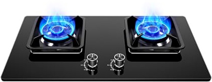 Portable 5.2KW Gas Stove,9-cavity High-Power Countertop Stove,Household Double Burner Cooktop,with Flame Failure Protection,NG/LPG Compatible(LPG)