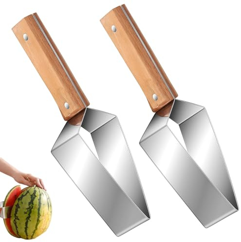 Zueyen Set di 2 Taglia Anguria Manuale con Manico Ergonomico, Affetta Anguria in Acciaio Inox, Affettatrice per Frutta Versatile e Tagliamelone per Angurie o Avocado