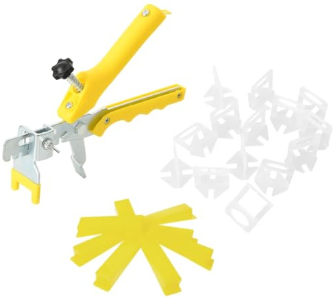 GeenYuu Tile Levelling System with 500 Wedges, 2500 Clips 2mm Thickness, Polypropylene Material, Includes Steel Tile Pliers, Ideal for Precise Laying of Floor and Wall Tiles in the Home