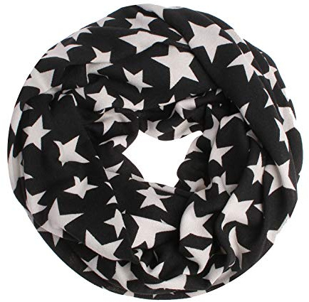 WANSSY® Loop-Schal Strick Loop Damen Rundschal Schlauch-Schal Feinstrick doppellagig kuschelig für Herbst Winter hochwertig mit Sterne Katze Totenkopf Eule Kette Muster