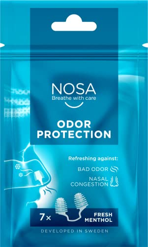 NOSA odor control | Bouchon de nez | Eviter les odeurs désagréables | Design unique | Discret | Contrôle des odeurs | Lot de 7 | Senteur fraîche de menthol | Facile à respirer