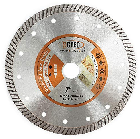 BGTEC Diamond Cutting Discs 180mm, Super Thin Porcelain Cutting Disc | Clean Cut on Tile, Ceramic, Granite, Marble, 22.23mm Arbor, Wet & Dry Cutting, for Angle Grinder