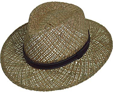 Harrys-Collection Sehr Leichter Strohhut mit braunem Band aus 2 Stroh Arten kombiniert, Kopfgröße:59, Farben:braun