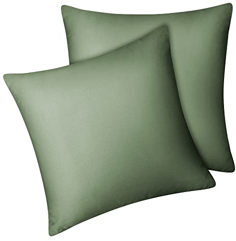 Fittia Lyocell Bambus Kissenbezug 80x80, kühlend atmungsaktiv Bambusgrün | Kopfkissenbezug 2er-Set, Bambusviskose, seidig weich, temperaturregulierend feuchtigkeitsableitend, verdeckter Reißverschluss