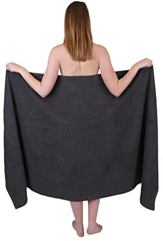 Betz Badetuch XXL 100x200 cm – 1 Stück – Saunatuch & Strandtuch aus 100% Baumwolle, 360 g/m² – saugstark & weich – großes Handtuch mit Aufhänger – Serie Berlin – Farbe Graphit