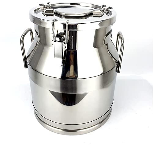 Bidon De Lait, 25L Pot À Lait Acier Inoxydable 304 Seau À Lait Seau À Vin Bouteille Baril De Pétrole Boîte À Thé Avec Couvercle Scellé En Silicone Stockage Liquide (33x44cm)
