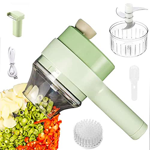 YTGER 2 Pieces Chopper Food Processor 4 in 1 Vegetable Cutter Electric Small 4 in 1 Portable Cordless Electric Food Chopper Dicer Slicer Cutter for Garlic, Onions, Salad