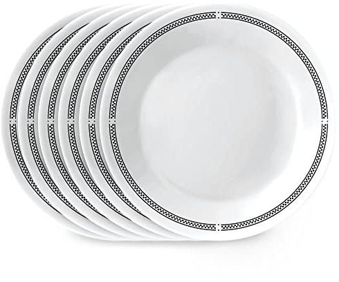 Corelle Vitrelle 6.75 Salad Appetizer Plate Set, Triple Layer Glass and Chip Resistant, Lightweight Round Plates, 6-Piece Brasserie