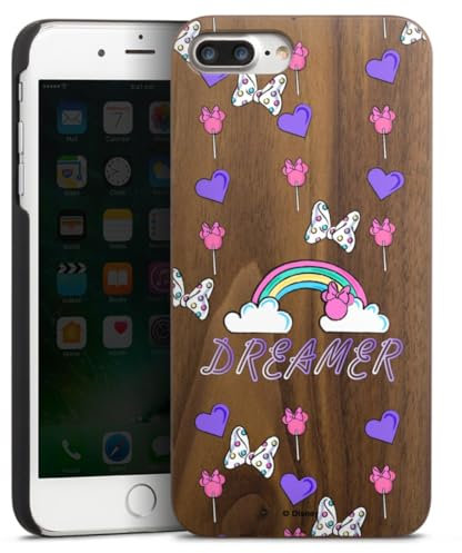 Coque en Bois Compatible avec Apple iPhone 8 Plus Coque en Bois veritable Coque de Protection en Bois Disney Minnie Mouse Motif