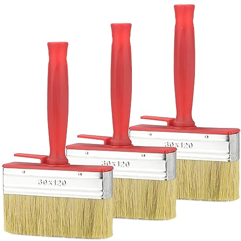 Graplan Flächenstreicher 3 Stück Lasurpinsel 30 * 120mm Breit Pinsel Borstenpinsel mit Kunststoffgriff Flachpinsel | Kein Borstenverlust | Große Flächen,Malerpinsel für Wand Möbel Zaun Holz Malen