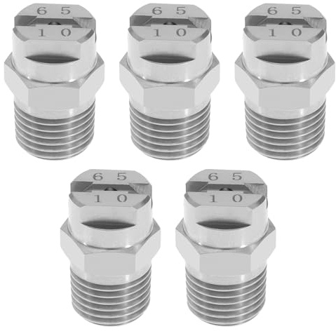 YINETTECH 5 Stück Flachstrahl-Sprühspitze 1/4 BSPT Außengewinde Düse aus Edelstahl 65 Grad 2mm Öffnungsdurchmesser für Hochdruckreiniger mit 1/4 BSPT Außengewinde