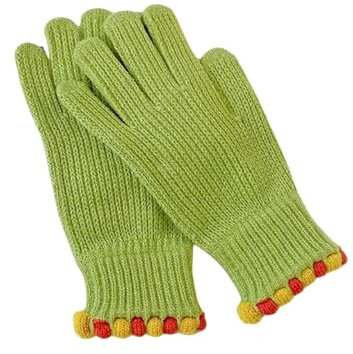 RINDE Winterhandschuhe Winter Warm Gestrickte Handschuhe Volle Finger Handschuhe Touchscreen Skifahren-Grün-M